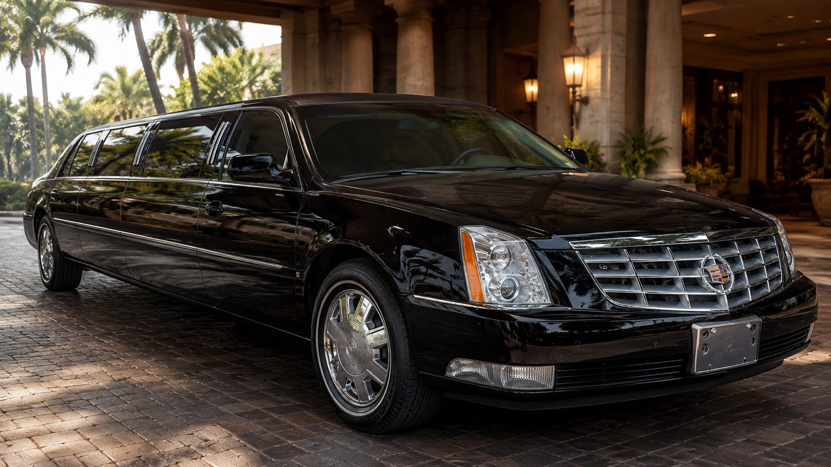 Luxury Cadillac limousine arrival